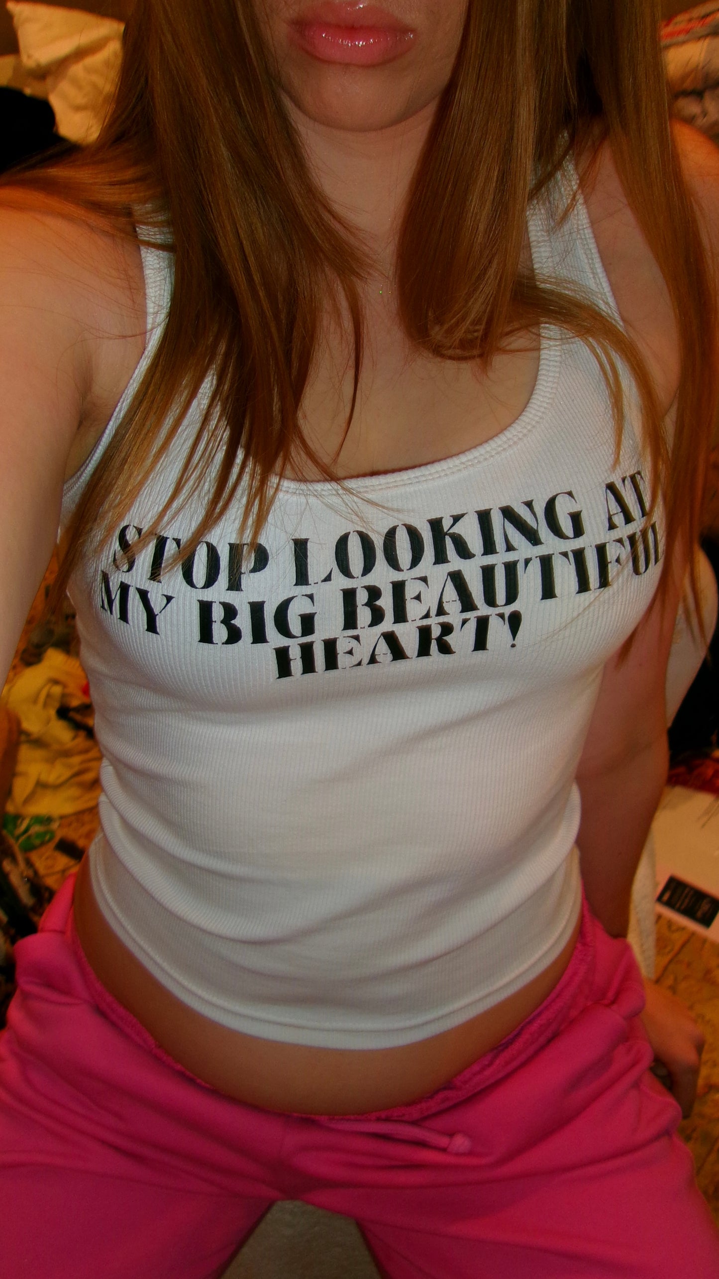 STOP LOOKING AT MY BIG BEAUTIFUL HEART TANK